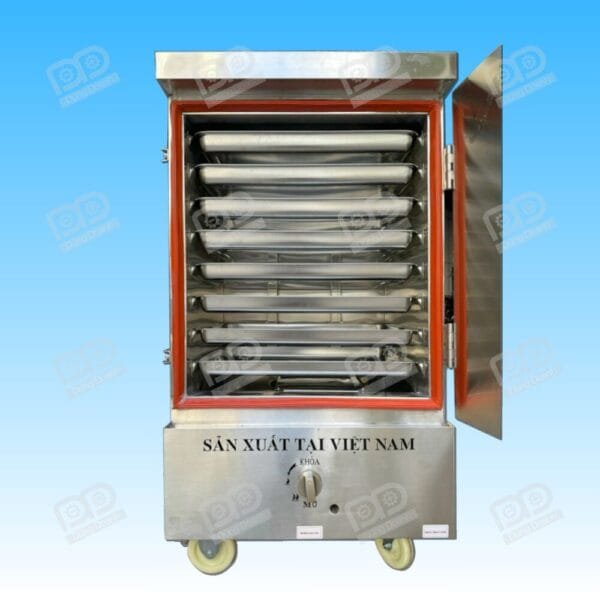 Buồng hấp và 8 khay hấp đa năng của tủ 8 khay gas