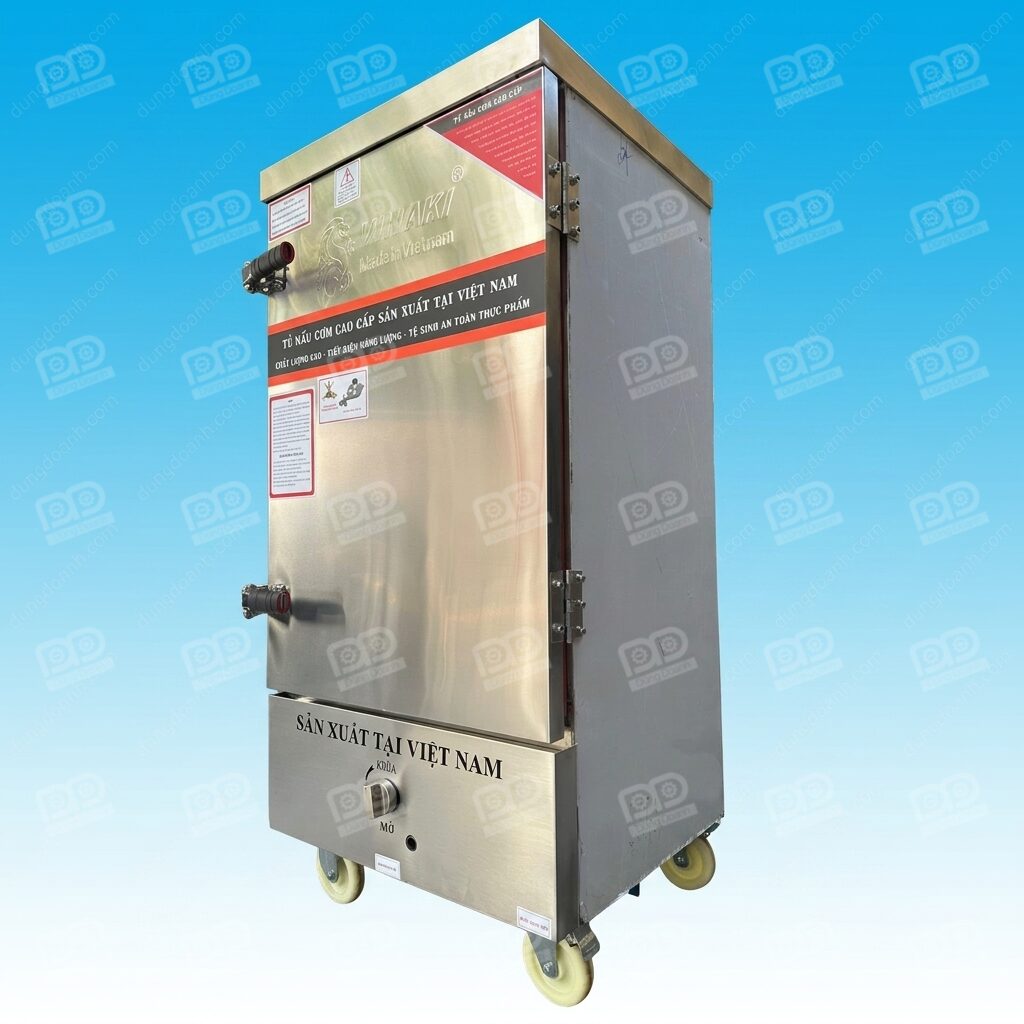 Tủ hấp đa năng hấp cơm, ngô, khoai, bột mỳ, thịt, hải sản dùng gas 12 khay 2 Tủ 12 khay gas