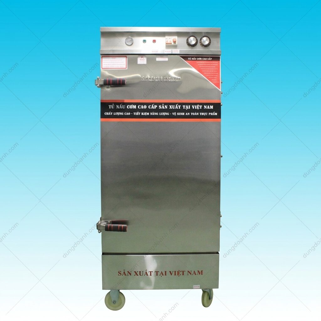 Tủ nấu cơm điện có hẹn giờ tự tắt 12 khay 1 Tủ cơm 12 khay giúp nấu từ 39kg đến 50kg gạo mỗi mẻ, đáp ứng 150 – 300 suất ăn