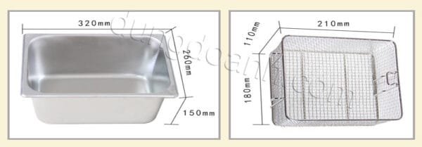 Kích thước chậu chiên, giỏ chiên