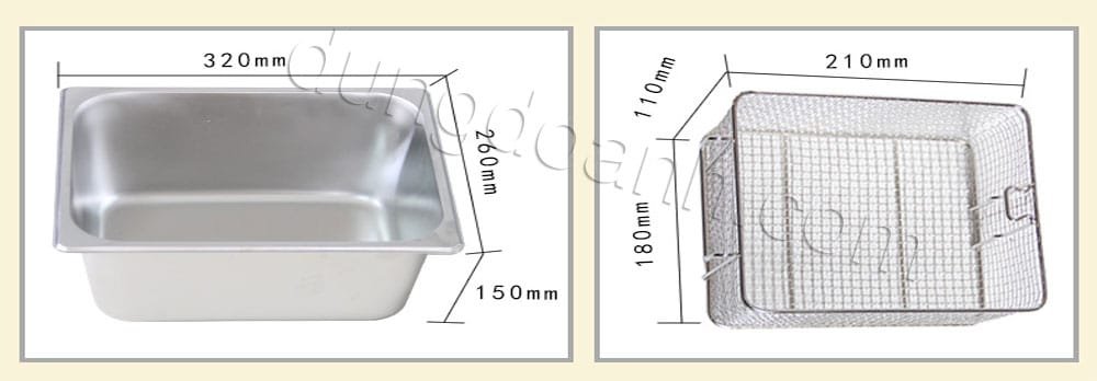 Kích thước chậu chiên, giỏ chiên
