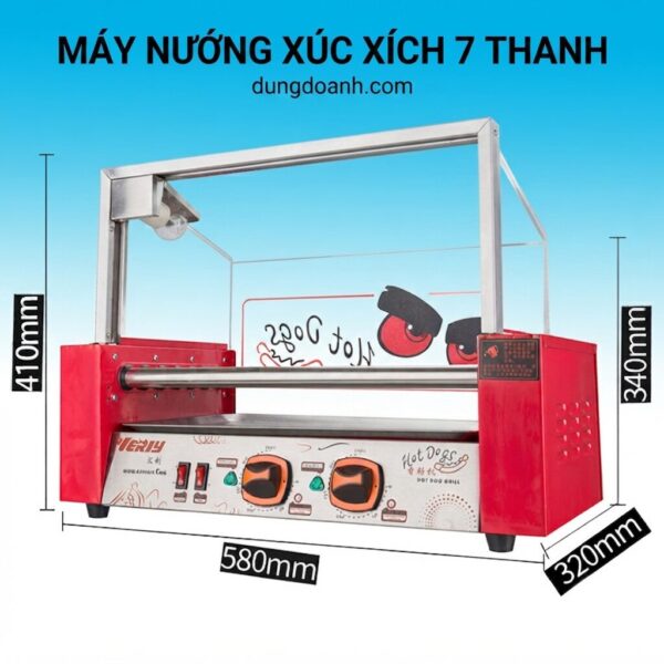 Kích thước máy nướng xúc xích 7 thanh