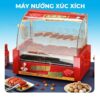 Máy nướng xúc xích 7 ống sở hữu thiết kế kính cong sang trọng, kết hợp cửa trượt phía sau giúp che chắn bụi bẩn và dễ dàng thao tác lấy thực phẩm.