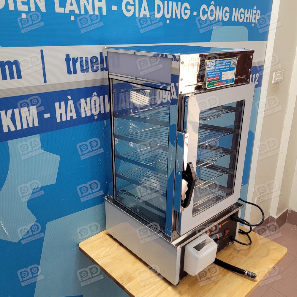 Tủ hấp bánh bao có khay thêm nước và xả nước tiện lợi
