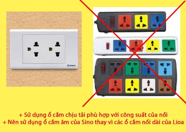 Sử dụng dây dẫn, ổ cắm, phích cắm chịu tải tốt
