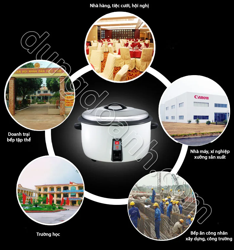 Nồi nấu cơm công nghiệp dung tích lớn nấu cho nhiều người ăn phù hợp với các bếp ăn tập thể