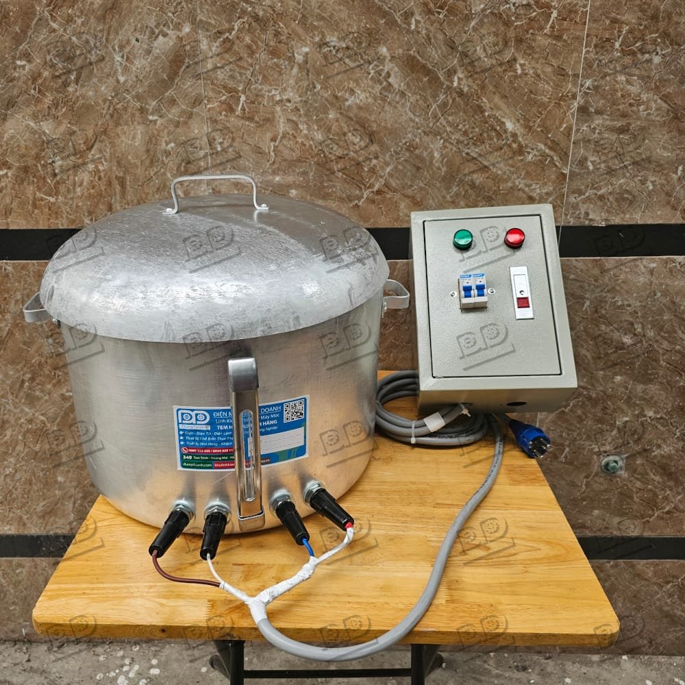 Nồi tráng bánh cuốn điện nhôm có thăm mực nước - Ảnh 2
