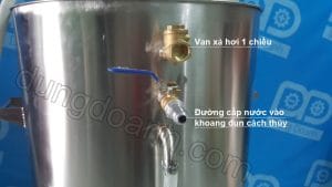 Đường cấp nước vào khoang đun cách thủy