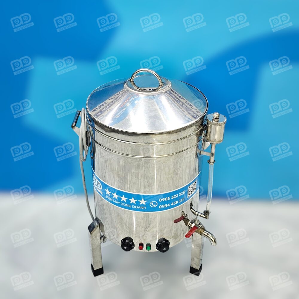 Nồi đồ xôi điện công nghiệp inox 2 lớp 10 kg 2 Nồi đồ xôi bằng điện Dũng Doanh: Thiết kế gọn gàng, bề mặt sáng loáng, dễ dàng vệ sinh.