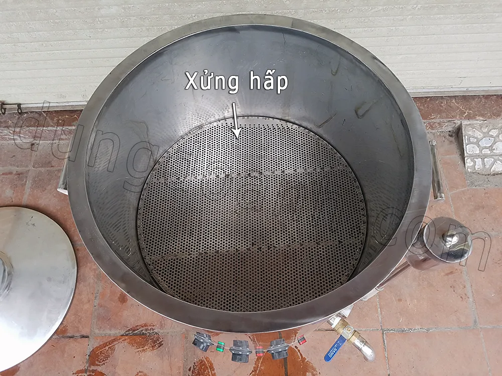 Xửng hấp nồi inox đa năng công nghiệp inox 2 lớp 150 lít