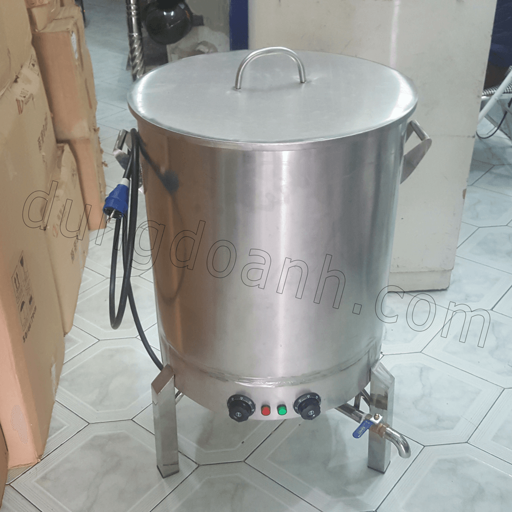 Hình ảnh thực tế nồi đun nước sôi công nghiệp inox 1 lớp 100 lít