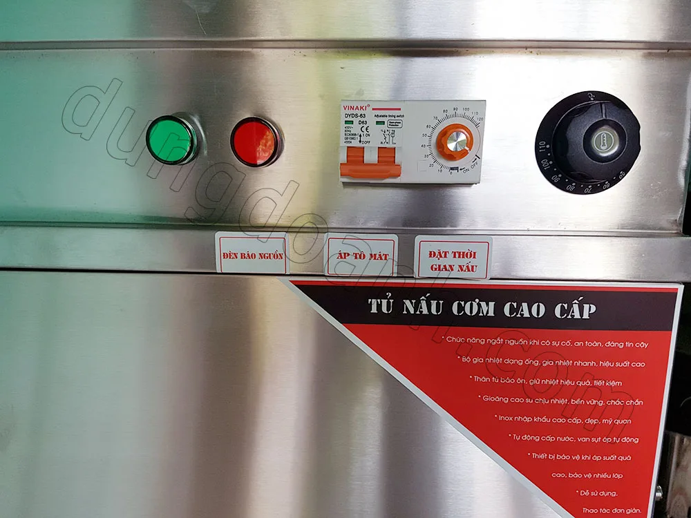Các điều khiển của tủ nấu cơm điện 10 khay