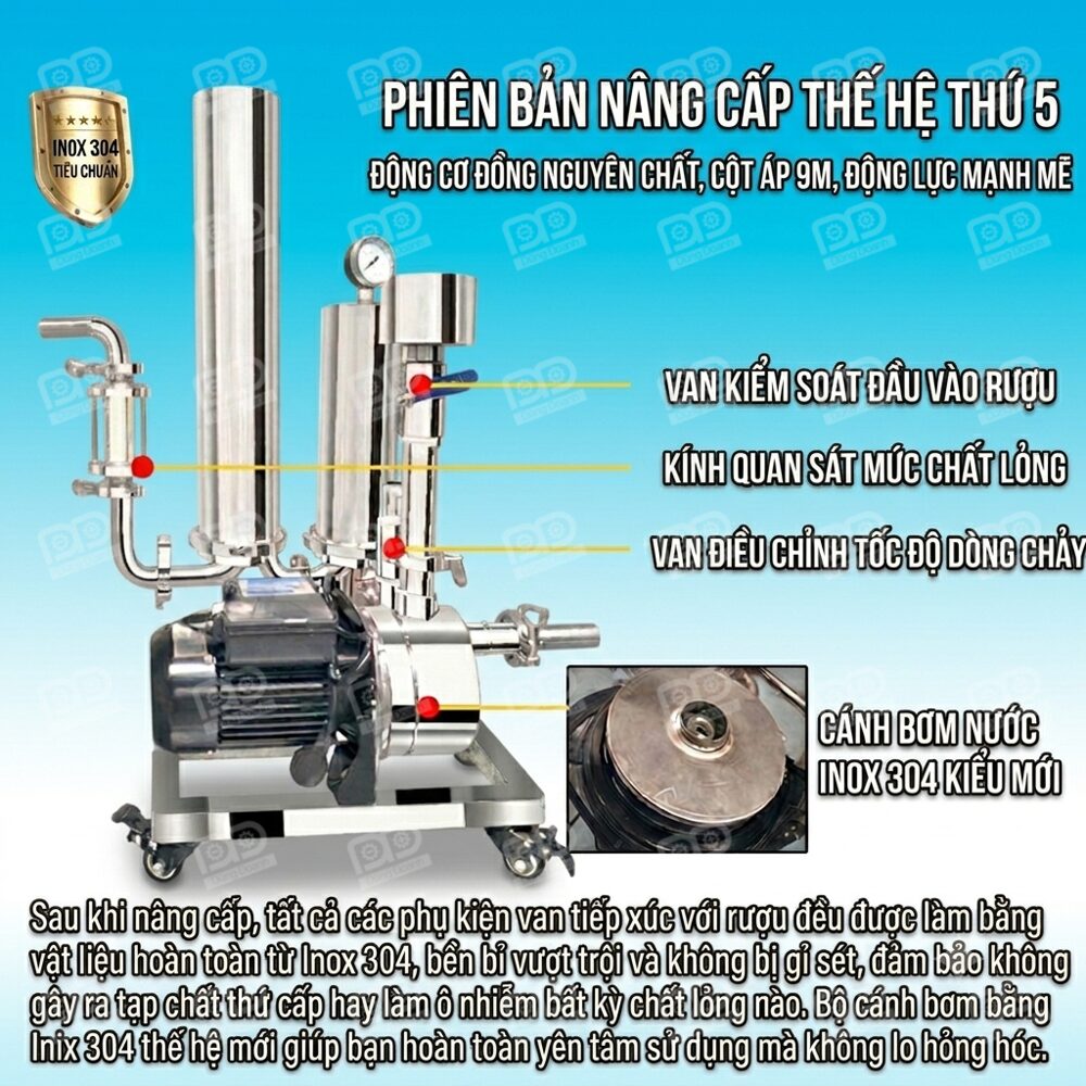 Máy lọc rượu 1000 lít/h 3 Chi tiết cấu tạo máy lọc rượu