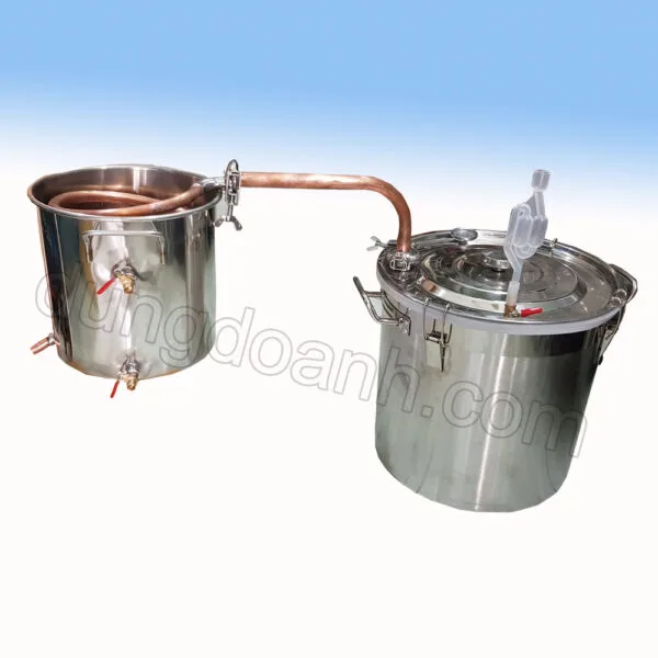 Nồi nấu rượu inox gas than củi 32 lít làm lạnh ruột đồng