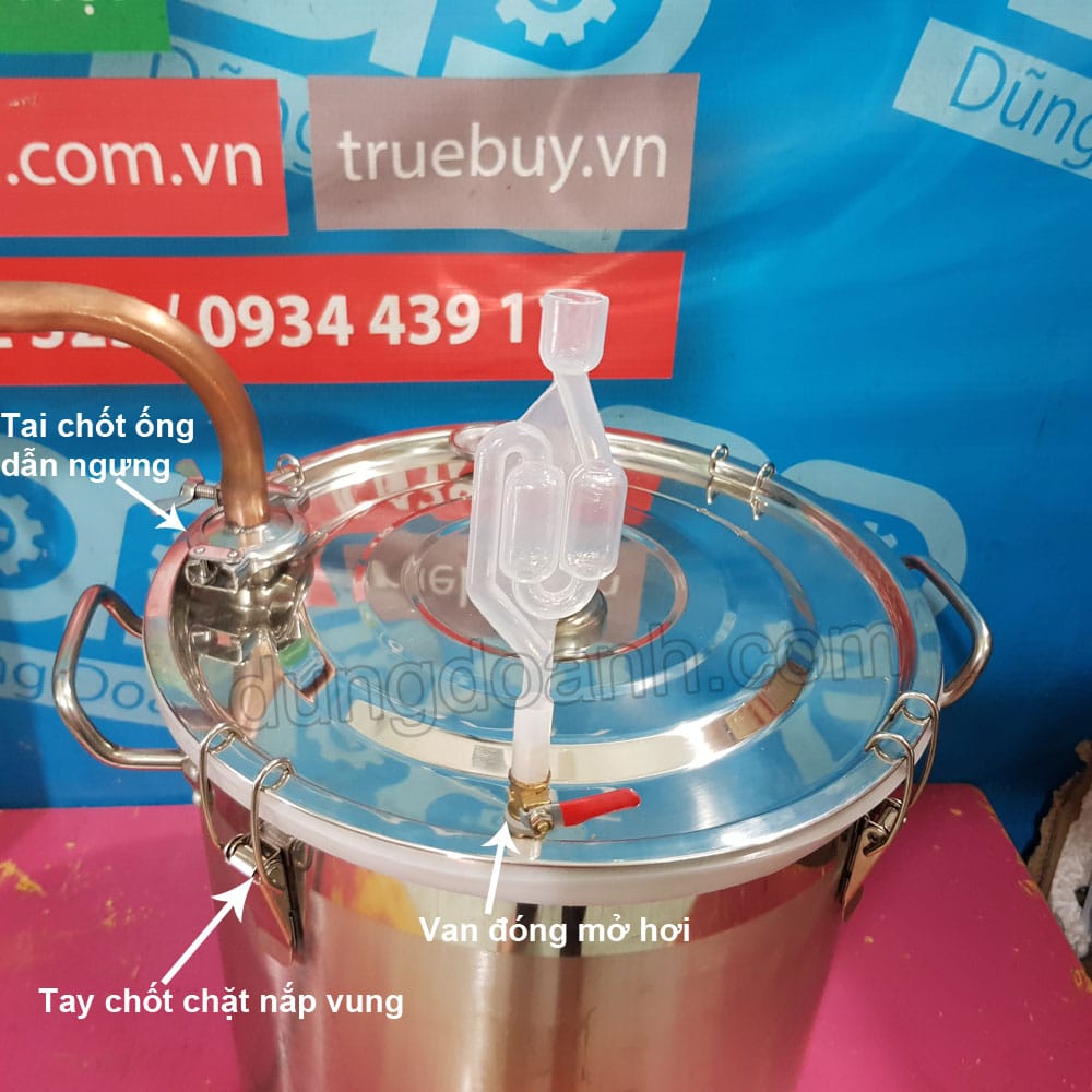 Nồi nấu rượu inox gas than củi 32 lít làm lạnh ruột đồng - Ảnh 3
