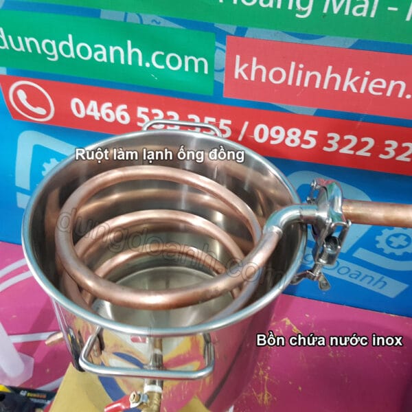 Nồi nấu rượu inox gas than củi 32 lít làm lạnh ruột đồng - Ảnh 5