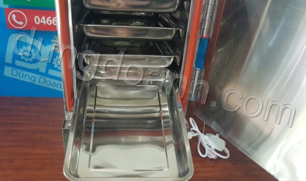 Tủ nấu cơm mini dùng điện 8Kg 9 Khay tủ nấu cơm inox