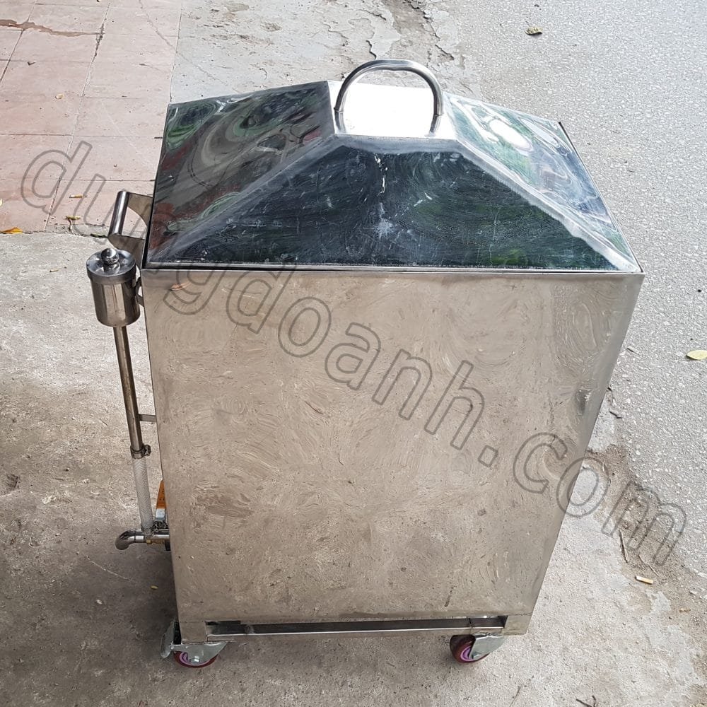 Mặt hông Máy hấp bánh 3 tầng đa năng 100 lít hình vuông