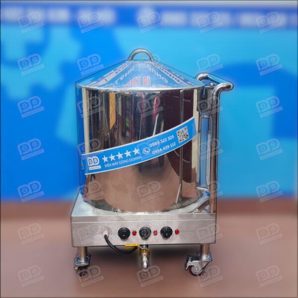 Nồi đồ xôi 30kg có bệ đỡ bánh xe và tay kéo