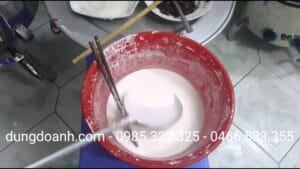 Tráng thử bằng nồi tráng bánh cuốn inox 2 lớp