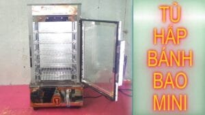 Tủ hấp nóng và trưng bày bánh bao mini