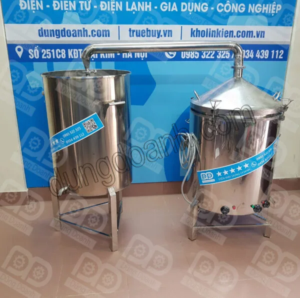 Nồi nấu rượu và nấu cơm inox nhiệt dầu 30kg / lần