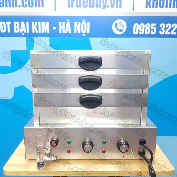 Máy tráng bánh cuốn khay dùng điện 3 tầng 37x37cm