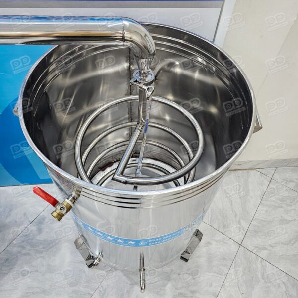 Nồi nấu rượu và nấu cơm inox nhiệt dầu 30kg / lần 10 Ruột gà Inox 304 an toàn tuyệt đối cho sức khỏe, không tạo cặn $CuO$ độc hại như chất liệu đồng.