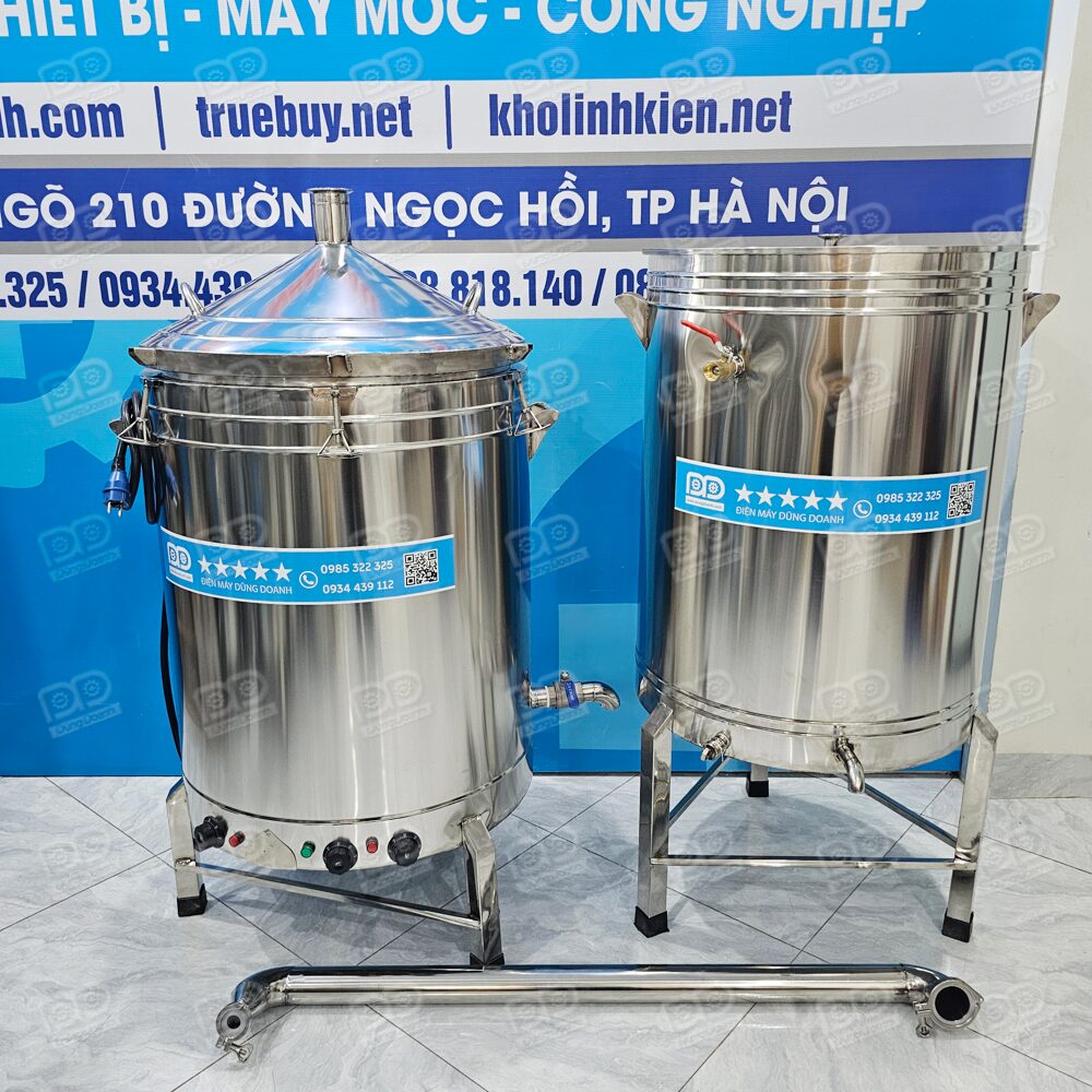 Nồi nấu rượu và nấu cơm inox nhiệt dầu 30kg / lần 15 Thiết kế khớp nối nhanh thông minh, giúp dễ dàng lắp đặt, tháo rời và di chuyển