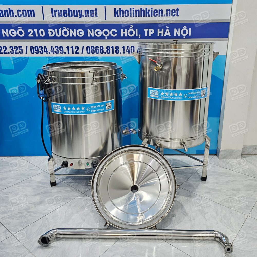 Nồi nấu rượu và nấu cơm inox nhiệt dầu 30kg / lần 16 Nắp nồi có gioăng không cần chát cám