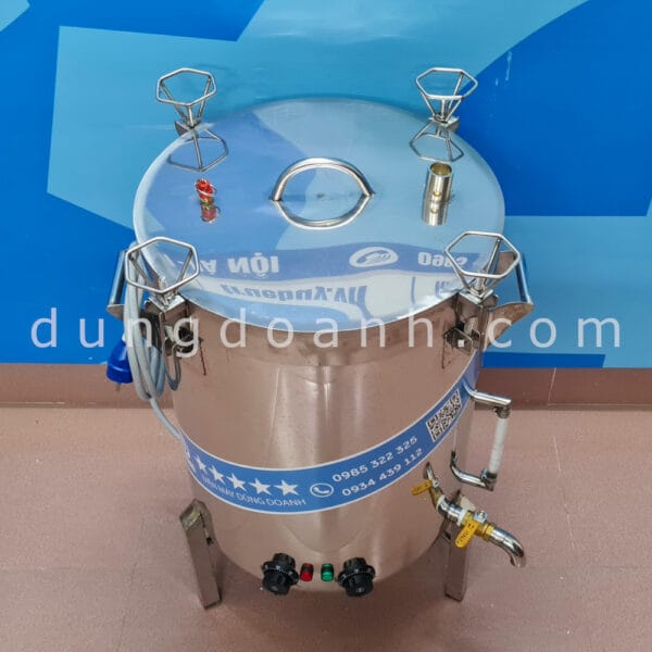 Nồi áp suất hấp pate + đồ xôi 60 lít 6 2 van an toàn + van xả đáy tiện lợi