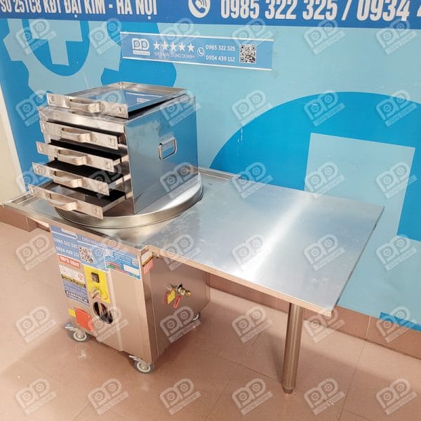 Máy tráng bánh cuốn bằng khay gas 30x34cm 10 Máy có bàn thao tác có thể tháo rời dễ dàng vệ sinh di chuyển