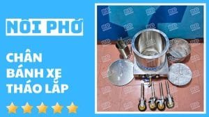 Nồi phở 50 lít inox 304 chân bánh xe tháo lắp