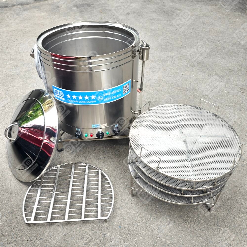 Toàn bộ phụ kiện của nồi hấp 4 tầng
