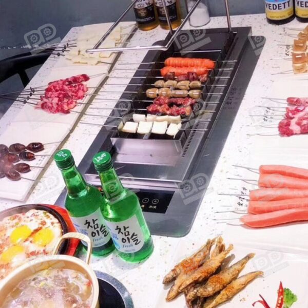 Bếp nướng xiên tự quay đẩy kéo 14 xiên điều khiển cảm ứng