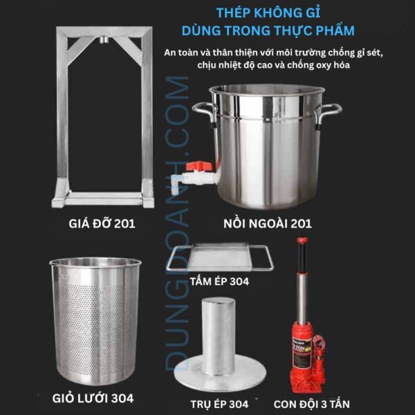 Cấu tạo từ thép inox không gỉ phù hợp với thục phẩm