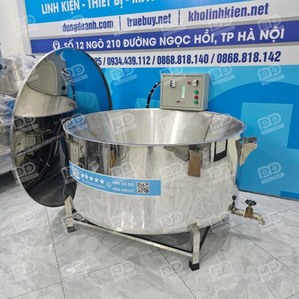 Chảo Chiên Vát 1.2m 350L 12 Van xả dầu cỡ lớn dưới đáy giúp việc thay dầu và vệ sinh thiết kế sau mỗi ca làm việc trở nên nhanh chóng và đơn giản.