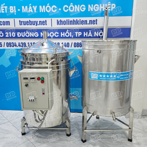 Nồi Chưng Cất Nhiệt Dầu 150 Lít Hẹn Giờ Chỉnh Nhiệt 9 Toàn bộ thân nồi được gia công từ chất liệu Inox 304 cao cấp cấu tạo 3 lớp.