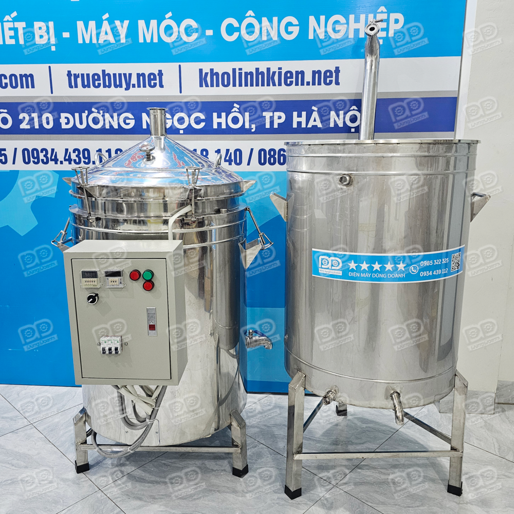 Nồi Chưng Cất Nhiệt Dầu 150 Lít Hẹn Giờ Chỉnh Nhiệt 2 Toàn bộ thân nồi được gia công từ chất liệu Inox 304 cao cấp cấu tạo 3 lớp.