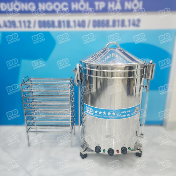 🌟 Nồi hấp bánh hỏi 9 tầng inox dùng điện dung tích 140 lít, công suất 7kW/h giúp tối ưu hóa năng suất cho các cơ sở kinh doanh.
