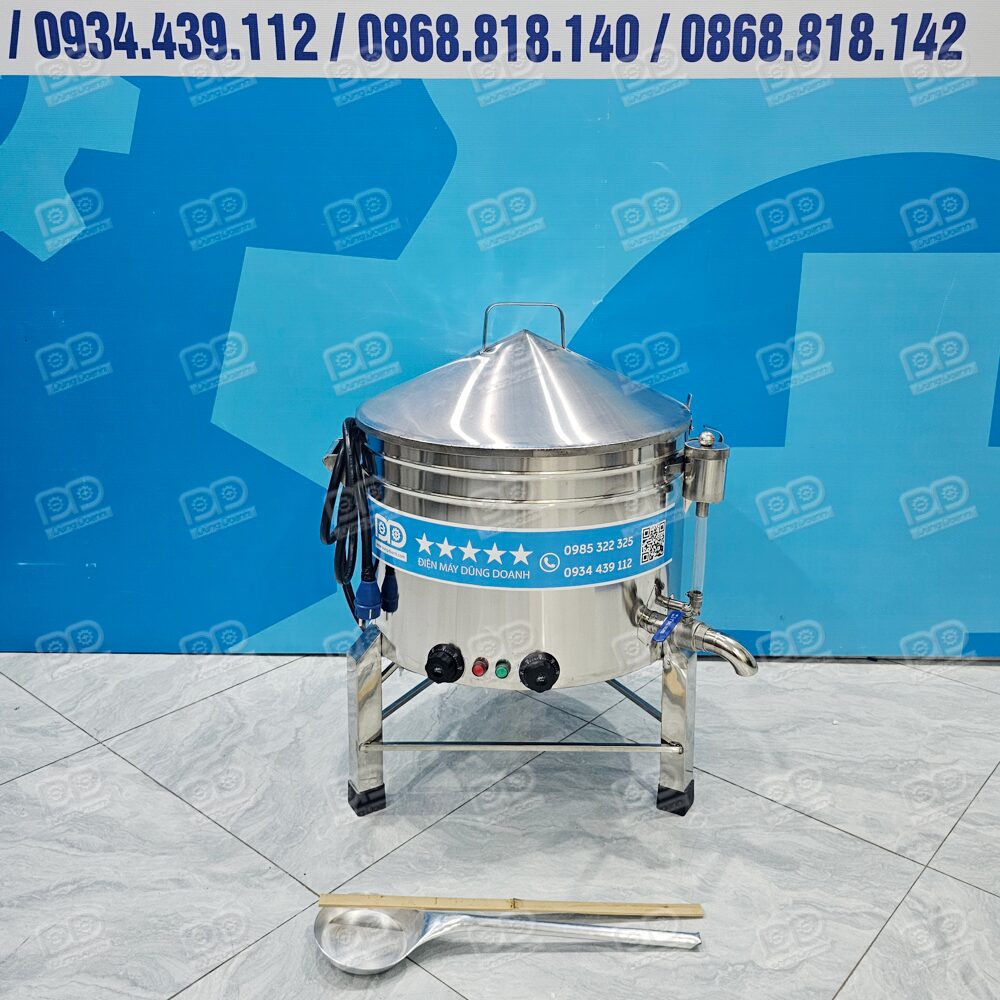 Nồi Tráng Bánh Cuốn 45Cm Nắp Lật Bản Lề 2 Tặng kèm muôi + vải + thanh gạt