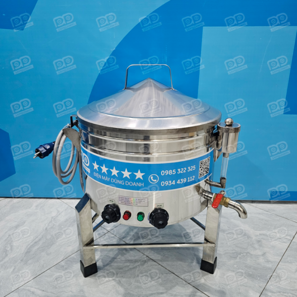 Nồi Tráng Bánh 40Cm Nắp Lật Bản Lề 13 Thân nồi inox 2 lớp bọc bảo ôn giữ nhiệt hiệu quả và hạn chế nóng vỏ ngoài.