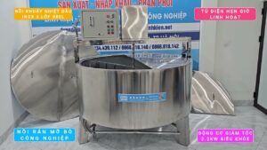 Nồi Rán Mỡ Bò Công Nghiệp Dùng Điện 880L Có Tủ Hẹn Giờ